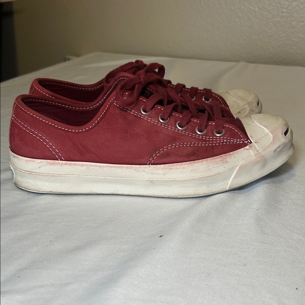Converse Jack Purcell Red Suede Lace Up Unisex Sneakers Size 6.5 M  8W
